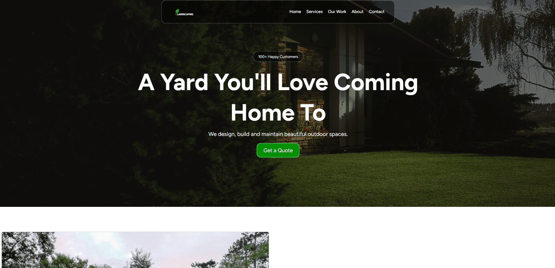 Demo landscaping website built by Momentum, showing the home page on desktop.